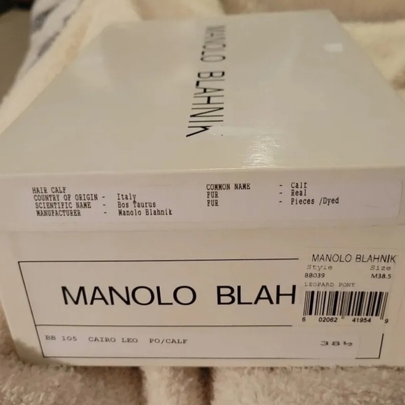 $950 New In Box Manolo Blahnik BB 105 Leopard Pony Black Shoes Pumps 38.5 - Picture 2 of 8